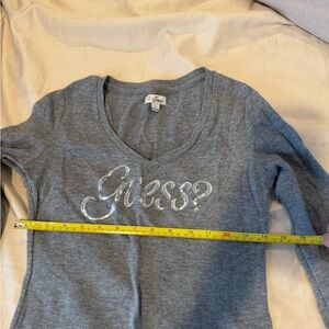Guess Silver Logo Gray Top